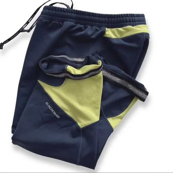 Brooks Running 7/8 Capri Track Pant Legging Navy / Neon - Picture 9 of 16